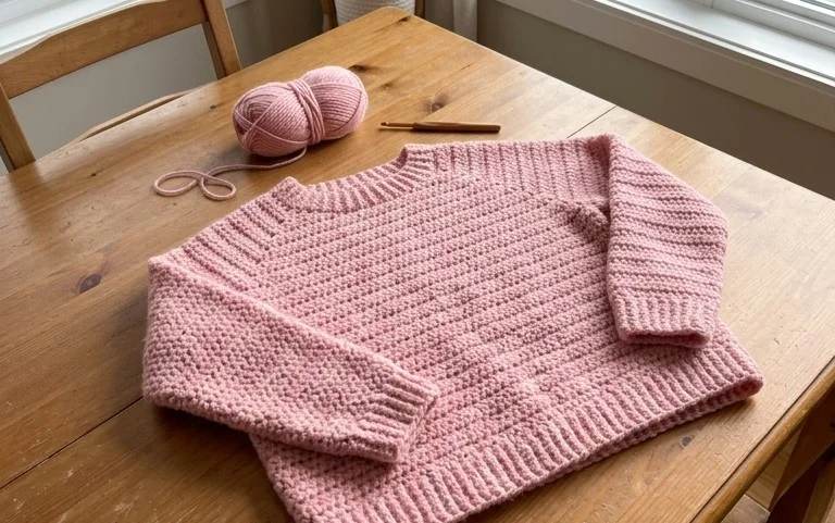 Pink Sweater Crocheting For Free
