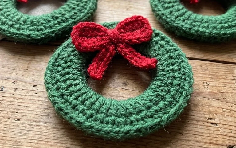 Adorable Mini Crochet Christmas Wreaths for Holidays